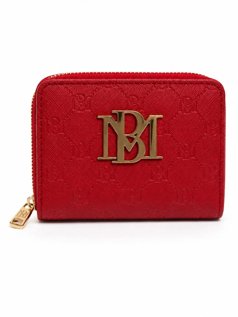 Badgley Mischka Red Textured Wallet with Gold Accent Logo